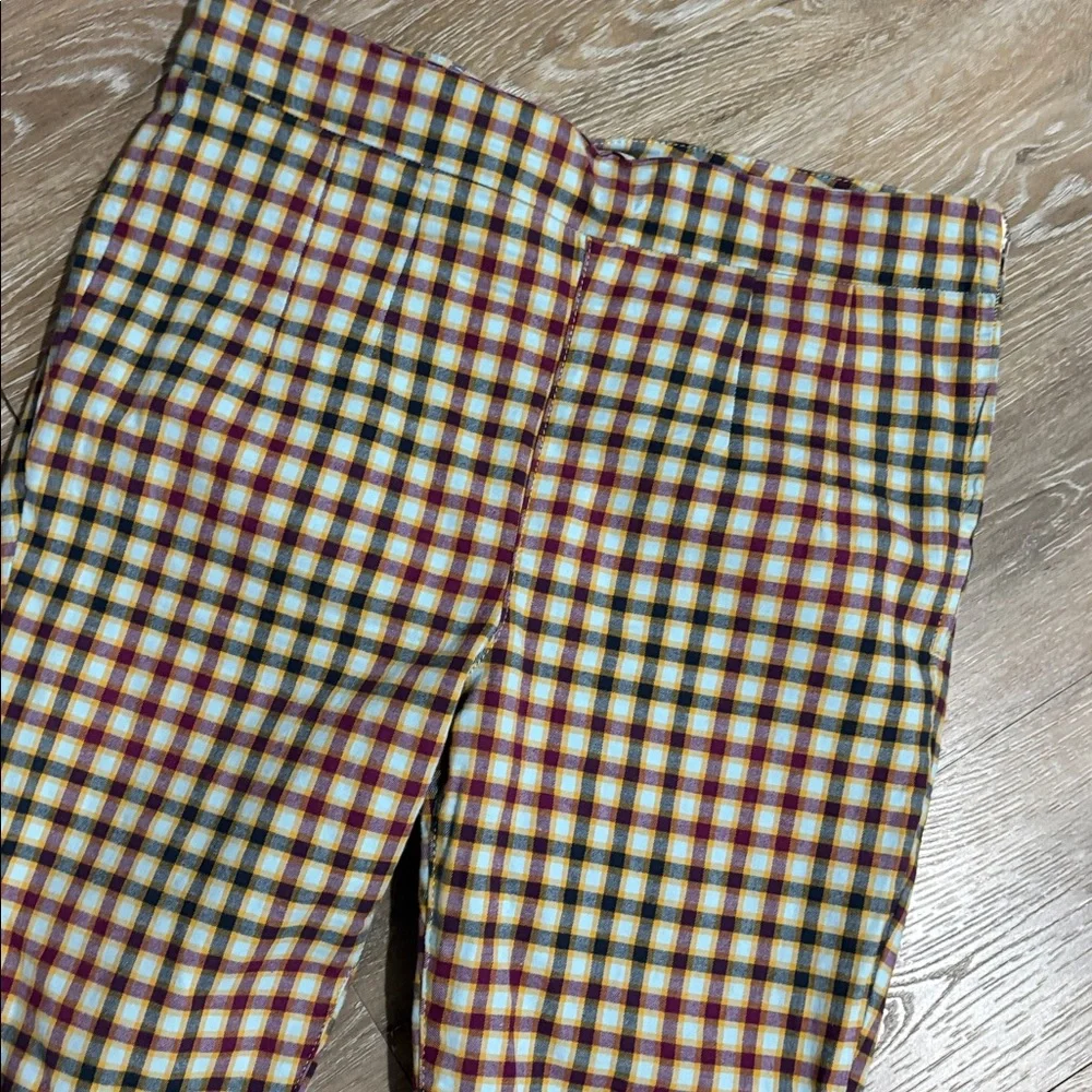 Free People Checked pants in Yellow, Light Blue & Burgundy